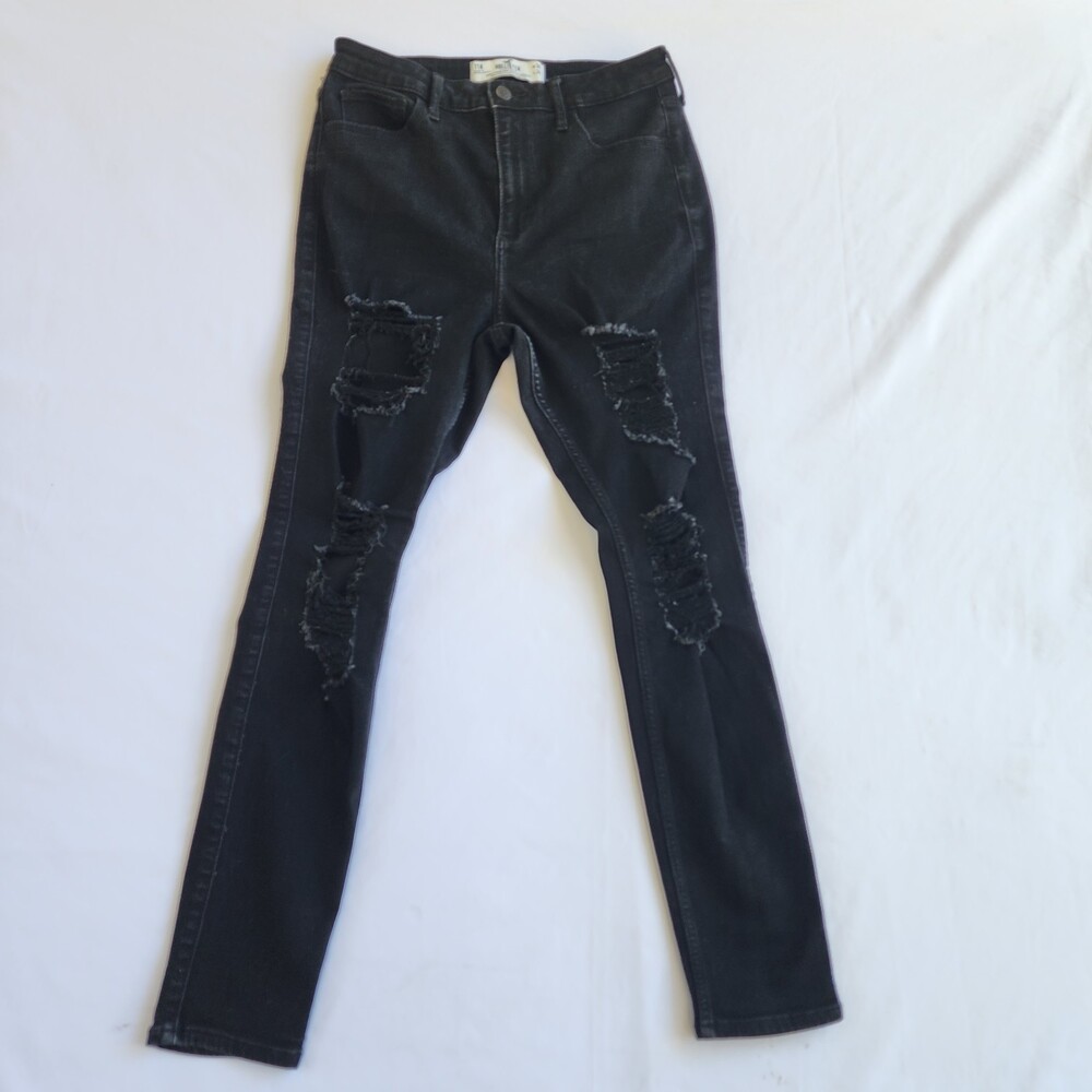 Hollister Women's Curvy Ripped High-Rise Black Super Skinny Jeans 11R W30 L